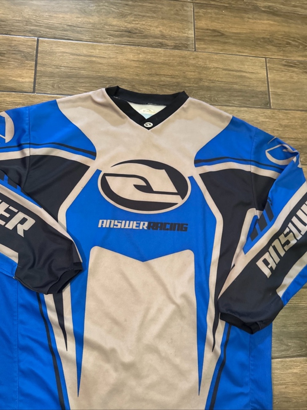 Answer Racing L Y2K Motocross Jersey Blue&Gray Long Sleeve Lightweight Polyester - Picture 2 of 8